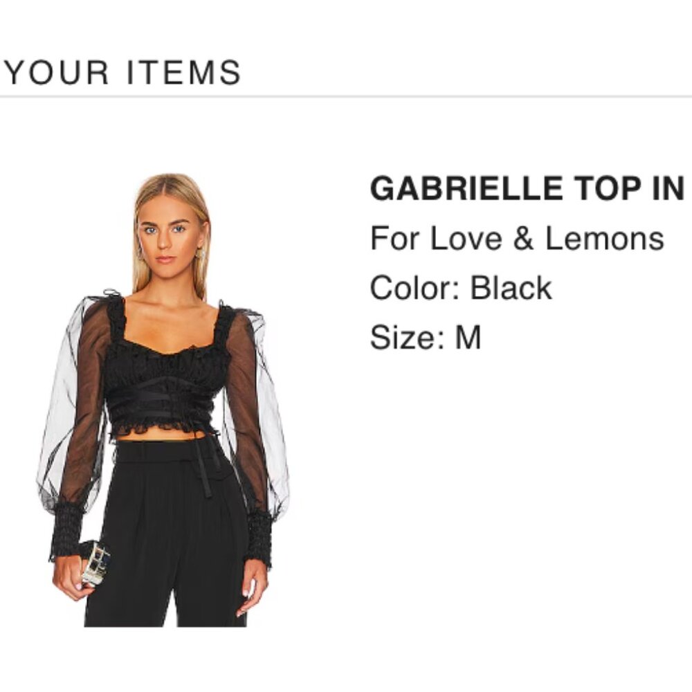 For Love & Lemons Gabrielle Top Black size M